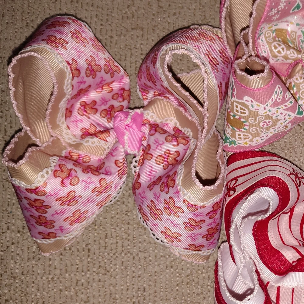 Christmas 4 Nylon Band Bows 5/5.5inch Stiffened Boutique Hair bows New 🎀